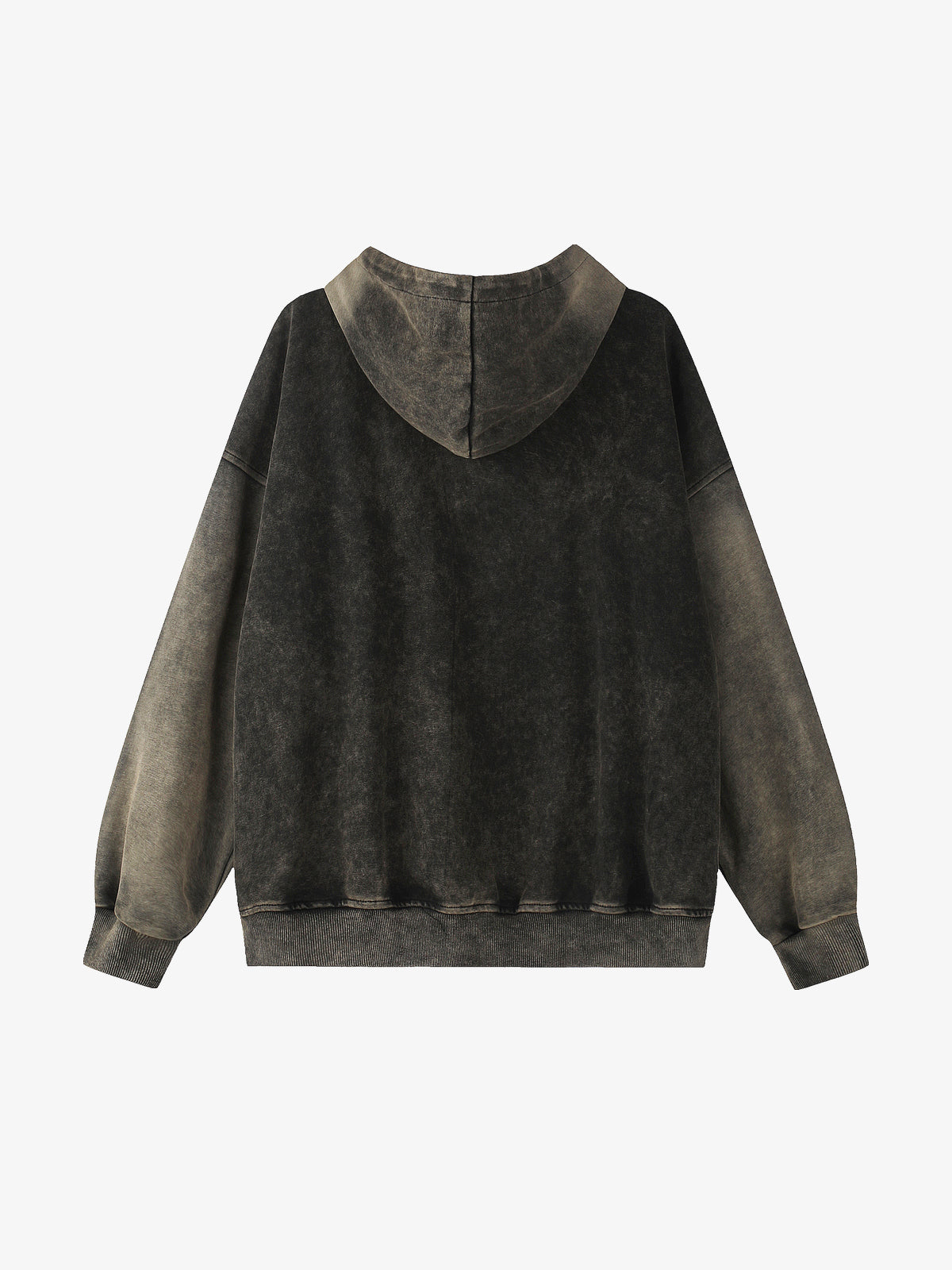 GEESAS | Washed Script Zip Up Hoodie in Washed Black - back view