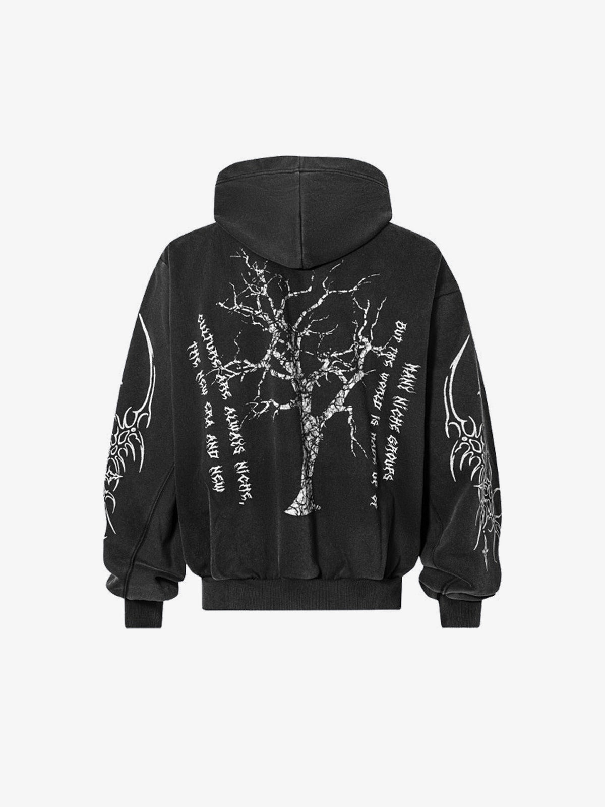 GUO WEAR | 07 Tree Zip Up Hoodie in Black - back view