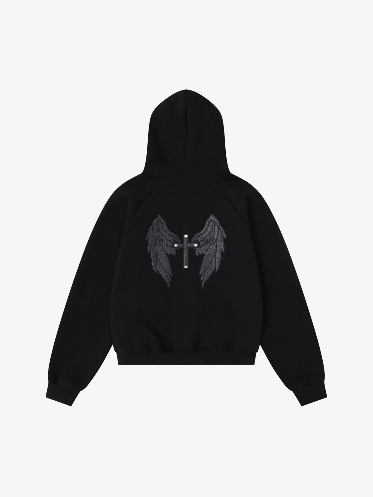 HW | Laced Wing Zip Up Hoodie in Black - back view