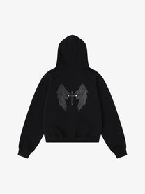 HW | Laced Wing Zip Up Hoodie in Black - back view