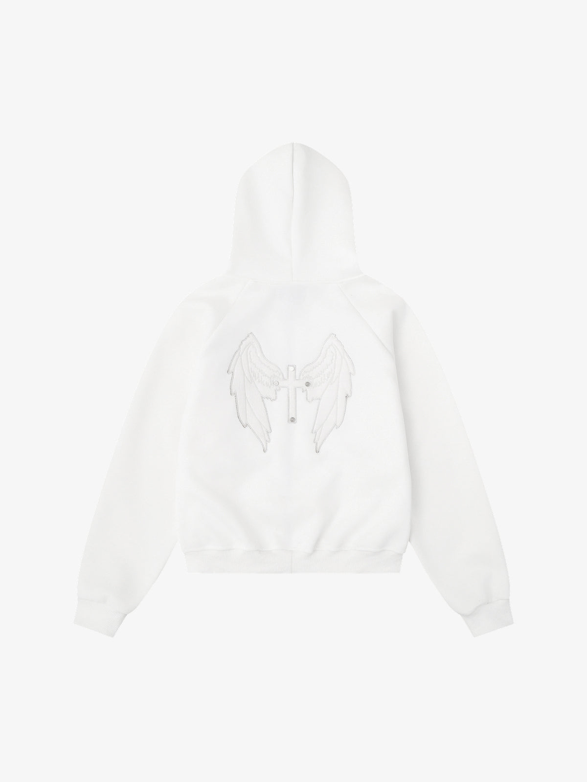 HW | Laced Wing Zip Up Hoodie in White - back view