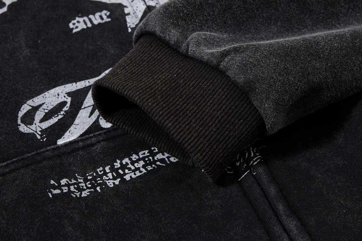 INSERROR MAFA | Ornate Script Zip Up Hoodie - product detail