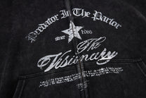 INSERROR MAFA | Ornate Script Zip Up Hoodie - product detail