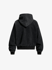 INSERROR MAFA | Ornate Script Zip Up Hoodie in Black - back view