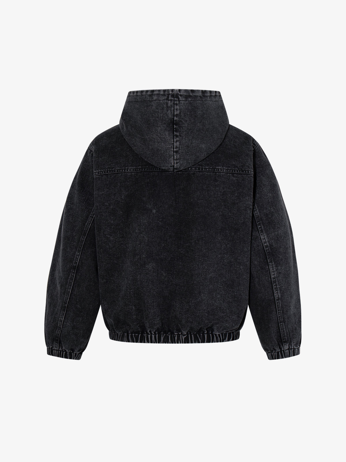 MCCNN | Toggle Front Washed Hoodie in Washed Black - back view