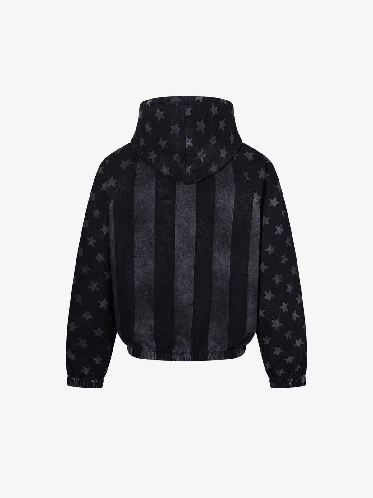 MCCNN | Star Monogram Stripe Hoodie in Black - back view