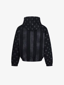 MCCNN | Star Monogram Stripe Hoodie in Black - back view