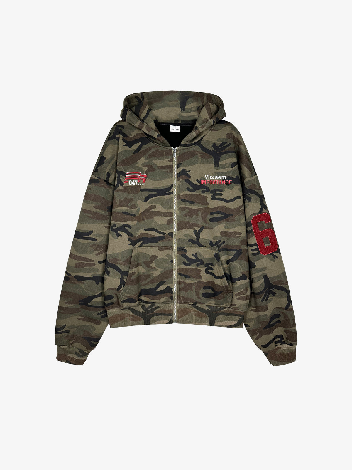 MR047 | 69 Camo Zip Up Hoodie in Camo - front view