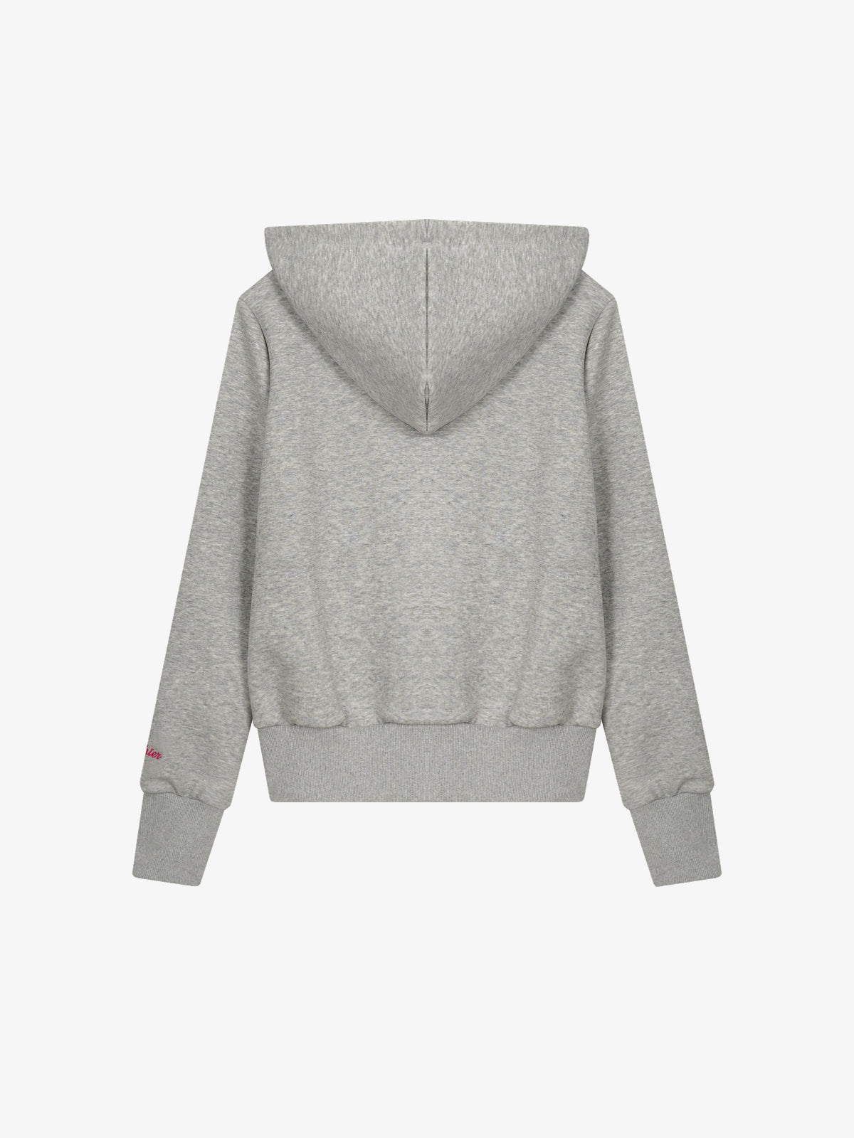 MERSHIER | Contrast Chunky Zip Up Hoodie in Gray Pink - back view
