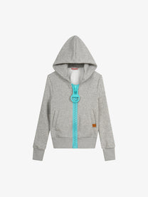 MERSHIER | Contrast Chunky Zip Up Hoodie in Gray Turquoise - front view