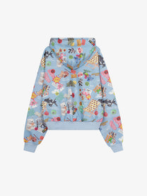 MERSHIER | Toy Collage Zip Up Hoodie in Blue - back view