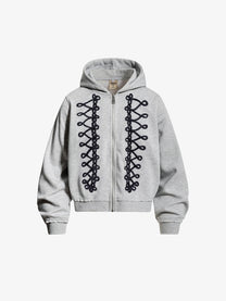 OR | Military Braid Zip Up Hoodie in Gray - front view