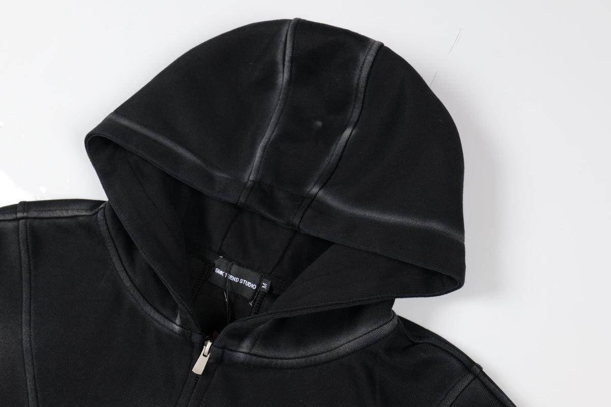 SMK MADE | Curved Panel Zip Up Hoodie - product detail
