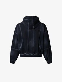 SMK MADE | Curved Panel Zip Up Hoodie in Black - back view