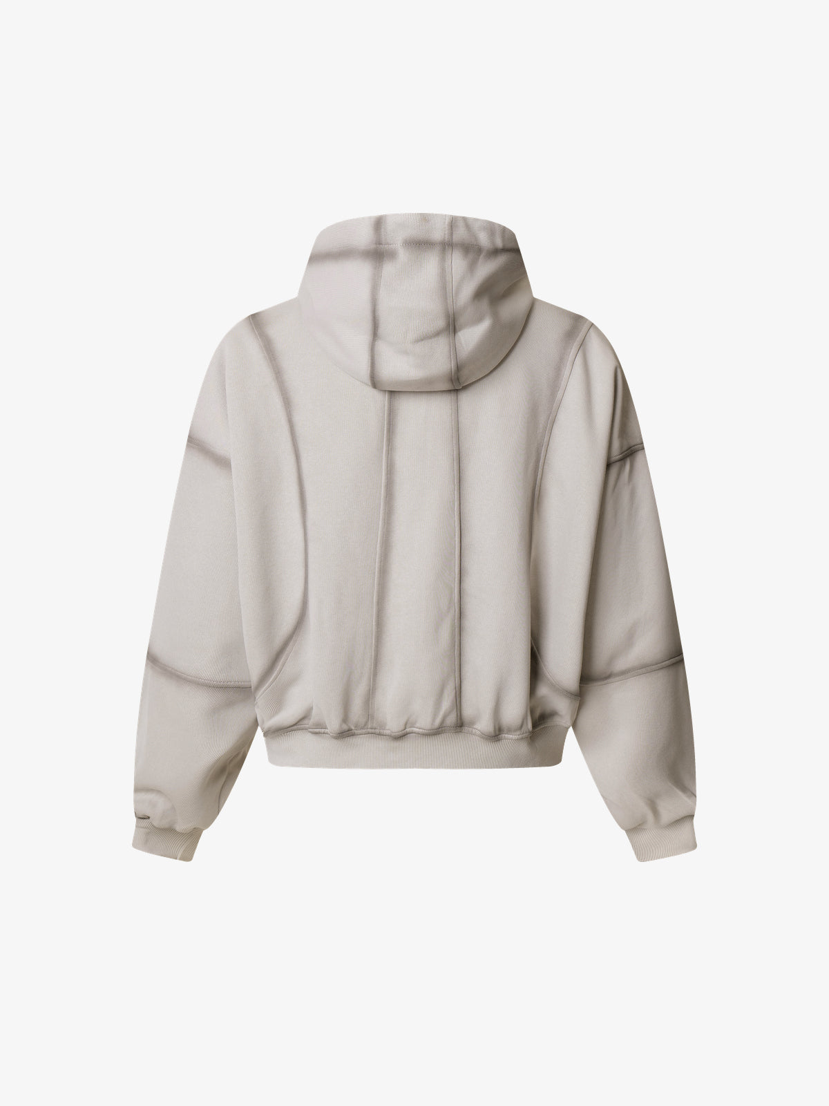 SMK MADE | Curved Panel Zip Up Hoodie in Gray - back view