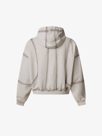 SMK MADE | Curved Panel Zip Up Hoodie in Gray - back view