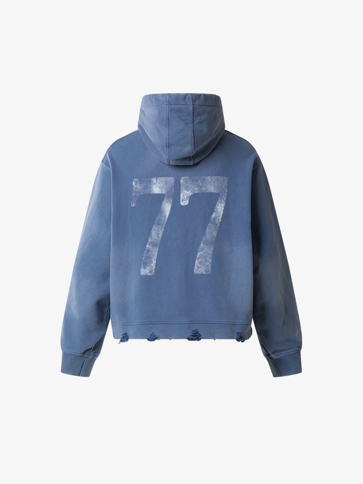SMK MADE | Rhinestone Number 77 Hoodie in Blue - back view