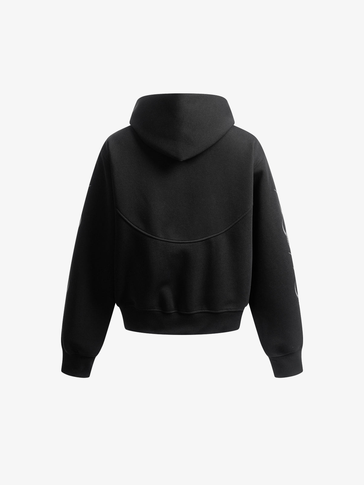 SMK MADE | Thorn Sleeve Zip Up Hoodie in Black - back view