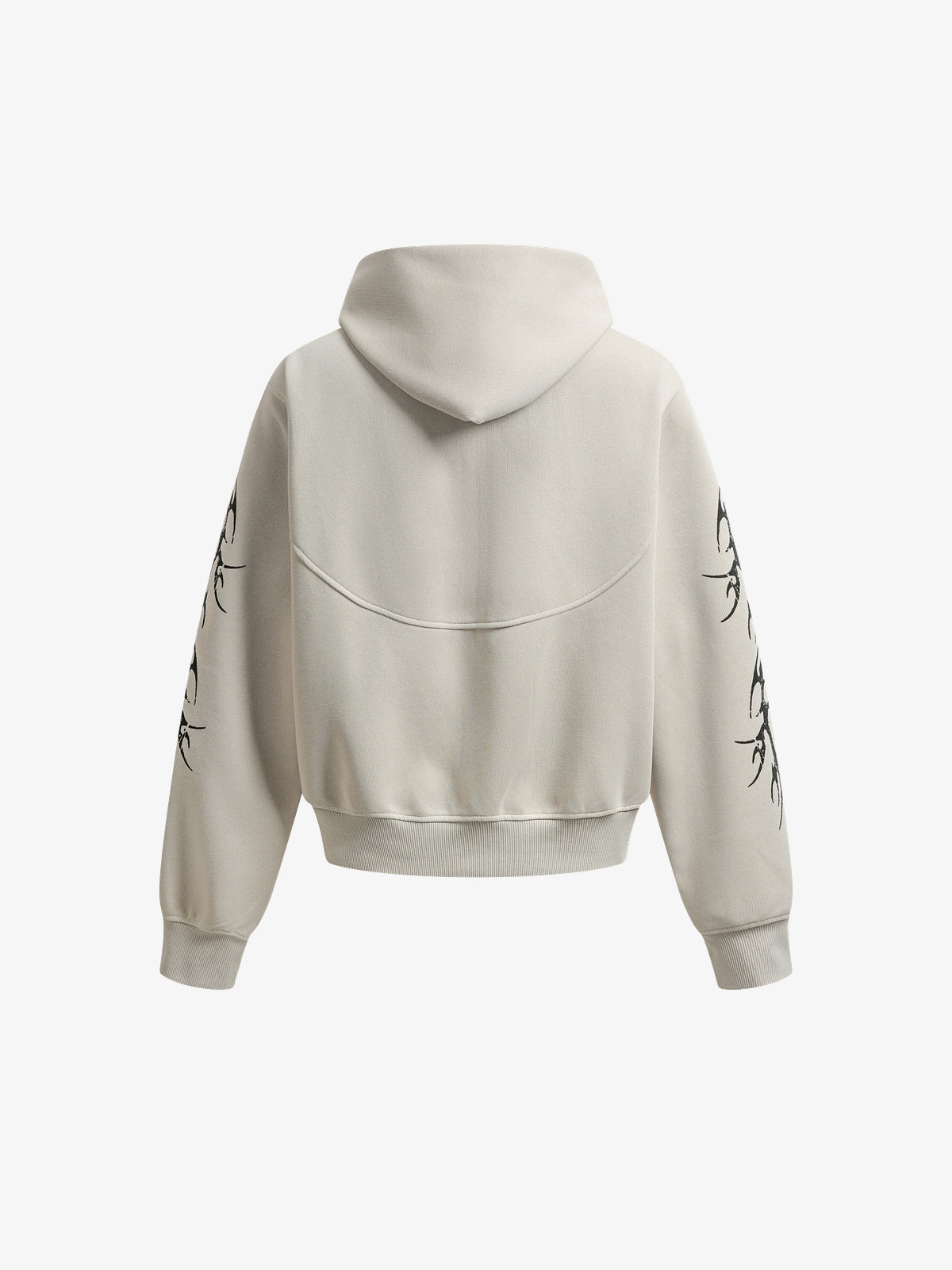 SMK MADE | Thorn Sleeve Zip Up Hoodie in Cream - back view
