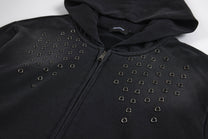SMK MADE | Eyelet Cross Zip Up Hoodie - product detail