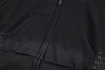 SMK MADE | Eyelet Cross Zip Up Hoodie - product detail