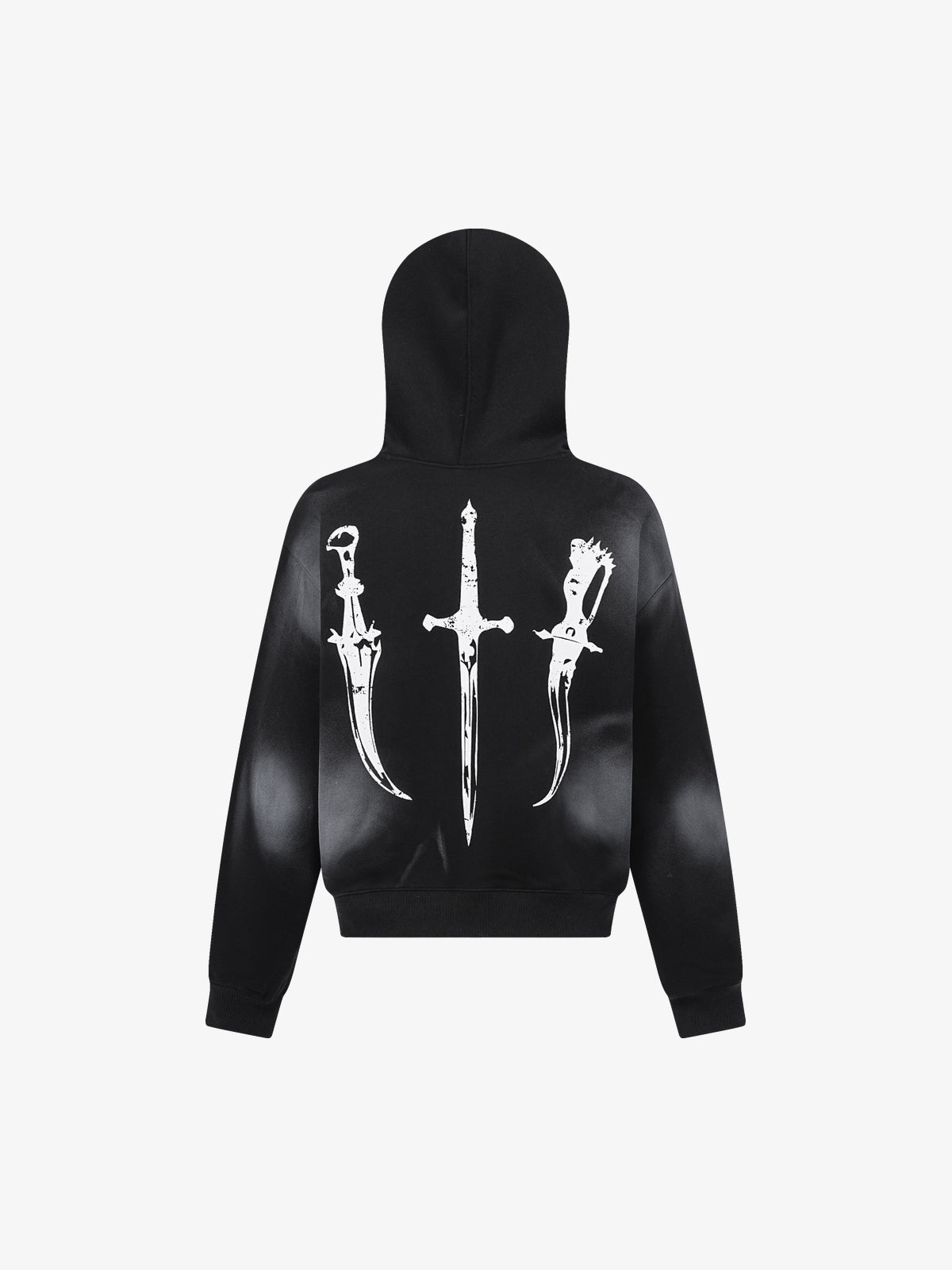 SPECTRA VISION | Triple Blade Zip Up Hoodie in Black - back view