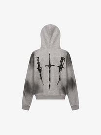 SPECTRA VISION | Triple Blade Zip Up Hoodie in Gray - back view