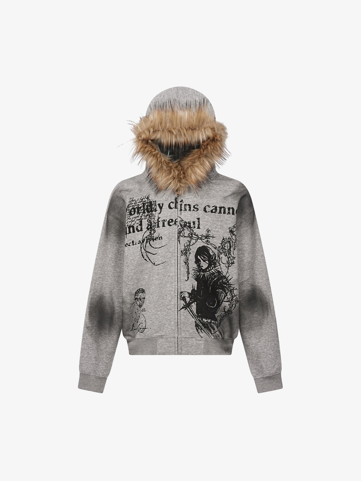 SPECTRA VISION | Triple Blade Zip Up Hoodie in Gray - front view
