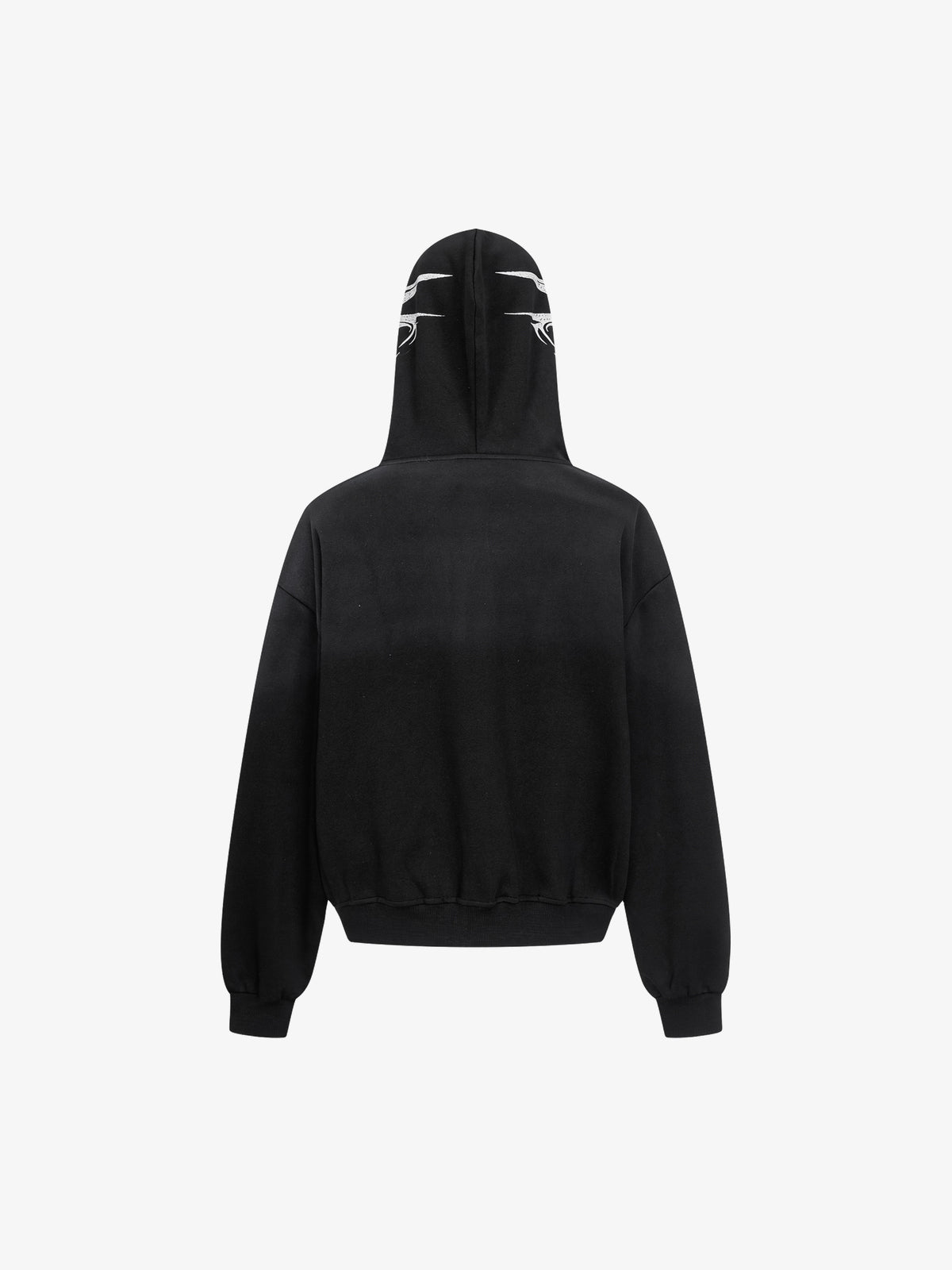 SPECTRA VISION | Wraparound Script Zip Up Hoodie in Black - back view