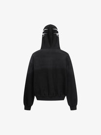 SPECTRA VISION | Wraparound Script Zip Up Hoodie in Black - back view