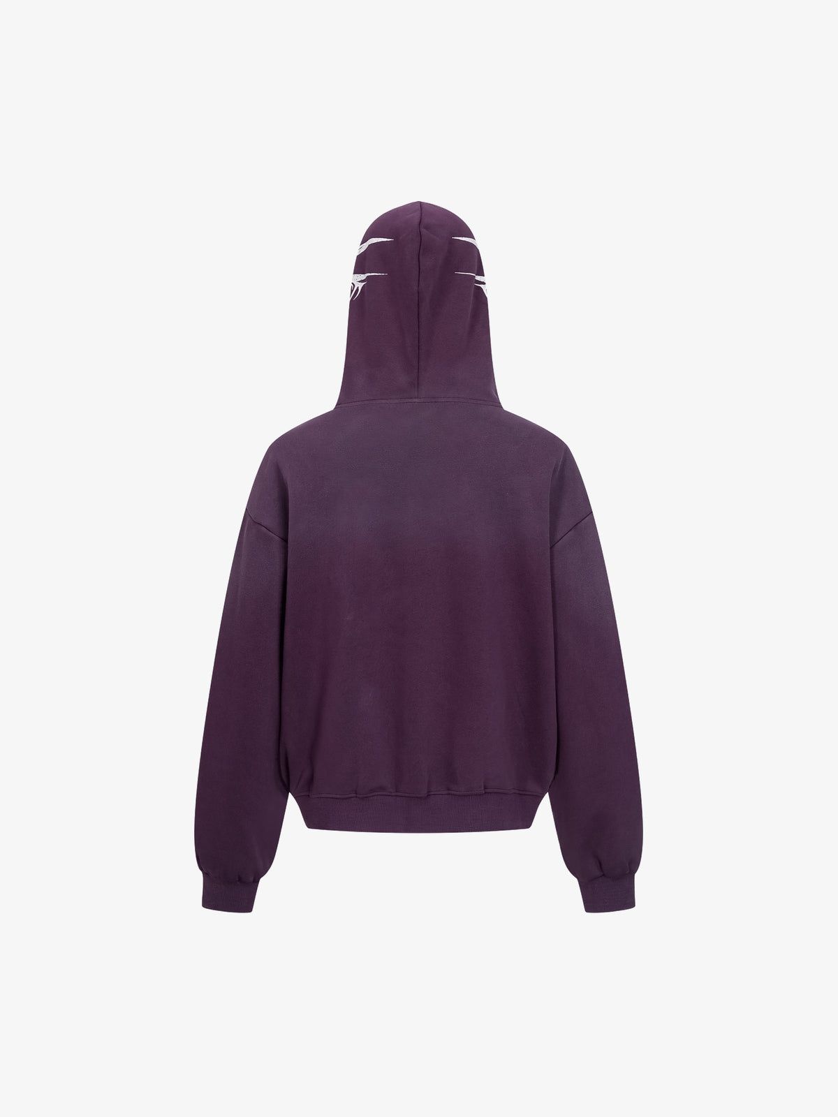 SPECTRA VISION | Wraparound Script Zip Up Hoodie in Purple - back view