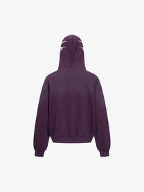 SPECTRA VISION | Wraparound Script Zip Up Hoodie in Purple - back view