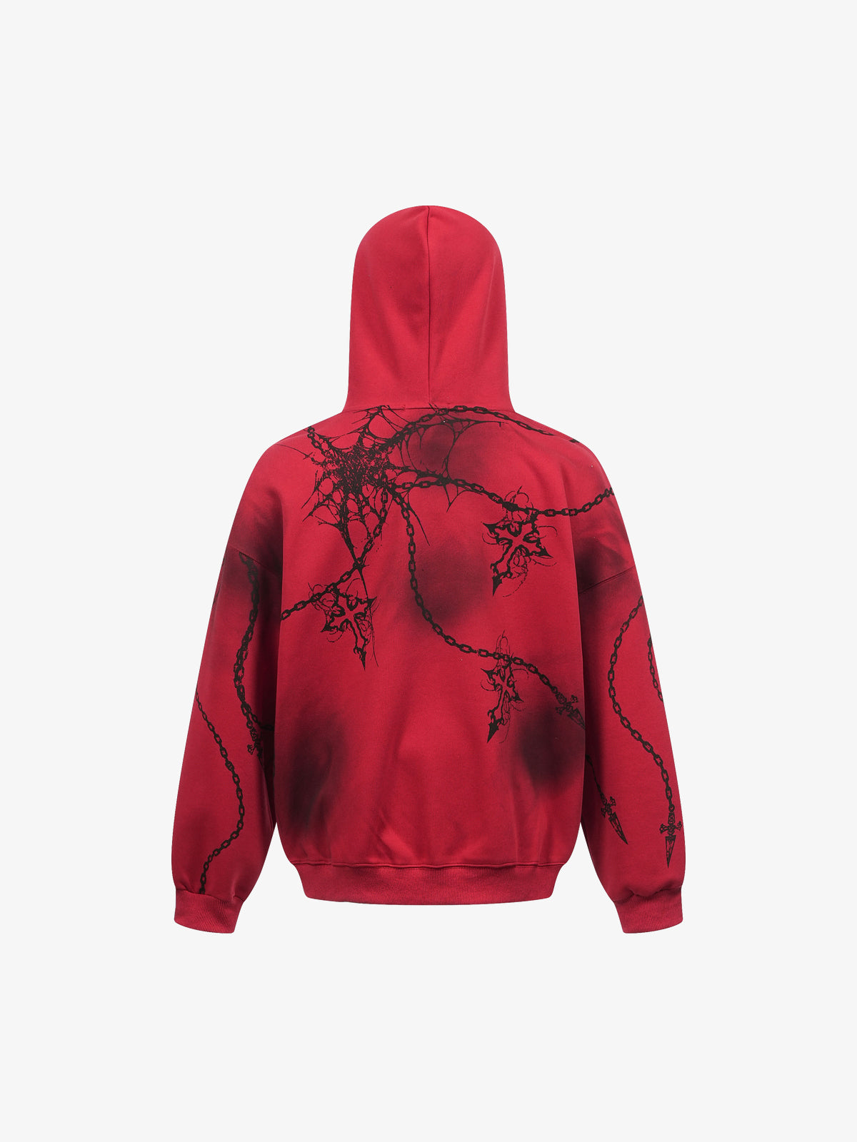 SPECTRA VISION | Chain Cross Hoodie in Red - back view