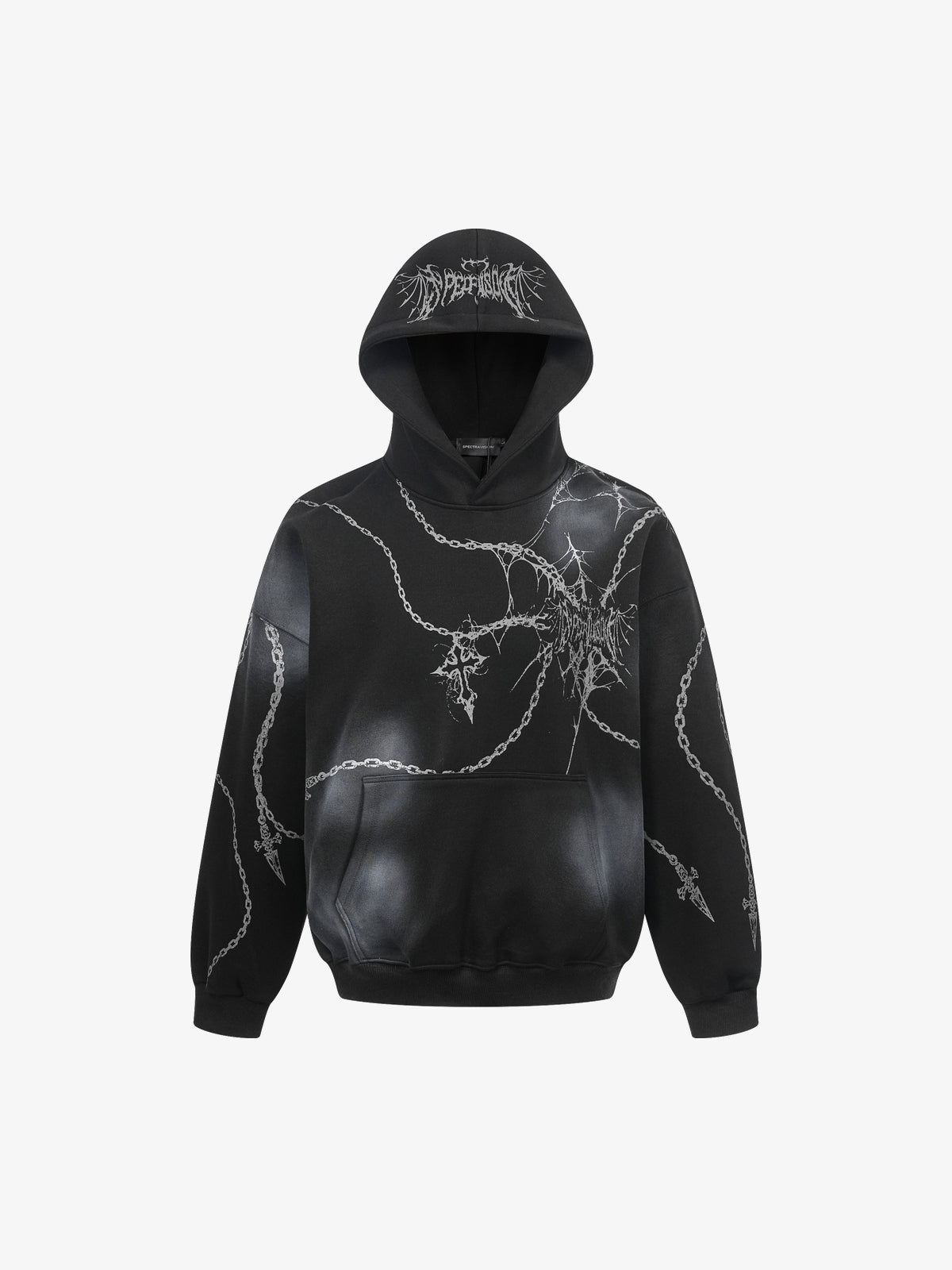 SPECTRA VISION | Chain Cross Hoodie in Black - front view