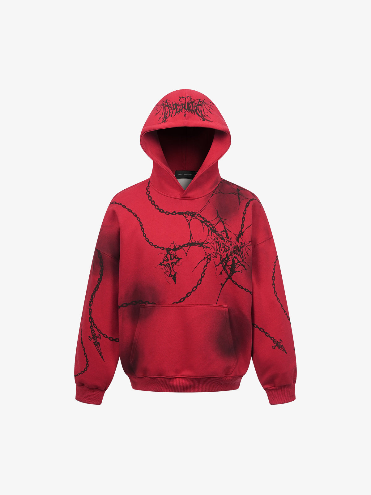 SPECTRA VISION | Chain Cross Hoodie in Red - front view