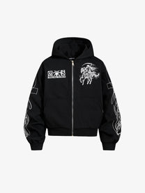 SKATE PARK | Undead Knight Zip Up Hoodie in Black - front view