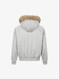 TAELE PLUS | Union Jack Zip Up Hoodie in Gray - back view