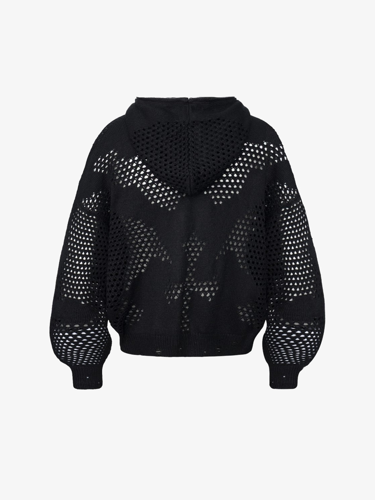 TAELE PLUS | Studded Chevron Zip Up Hoodie in Black - back view