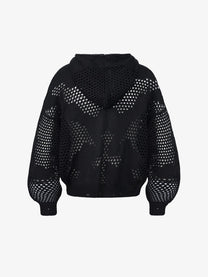 TAELE PLUS | Studded Chevron Zip Up Hoodie in Black - back view
