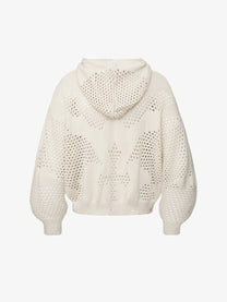TAELE PLUS | Studded Chevron Zip Up Hoodie in Cream - back view