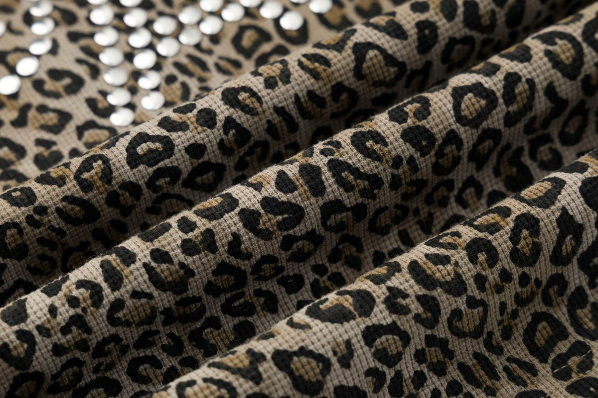 TAELE PLUS | Studded Leopard Zip Up Hoodie - product detail
