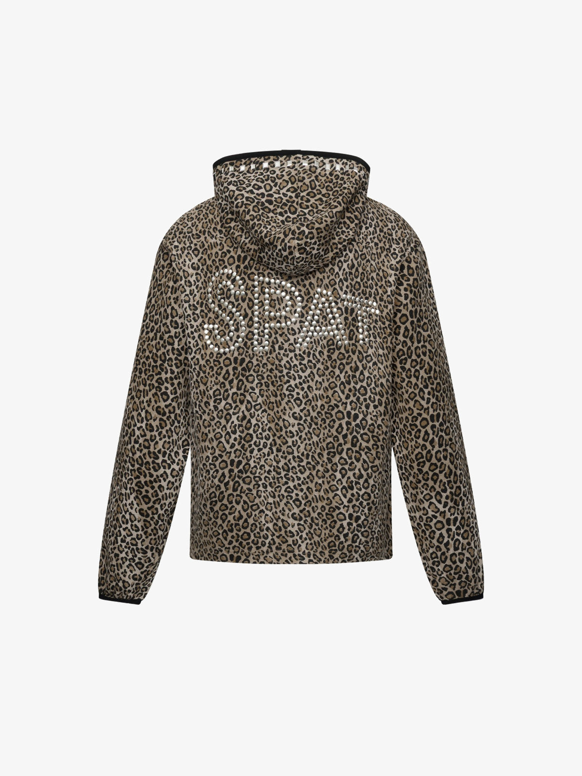 TAELE PLUS | Studded Leopard Zip Up Hoodie in Leopard - back view