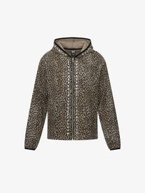 TAELE PLUS | Studded Leopard Zip Up Hoodie in Leopard - front view
