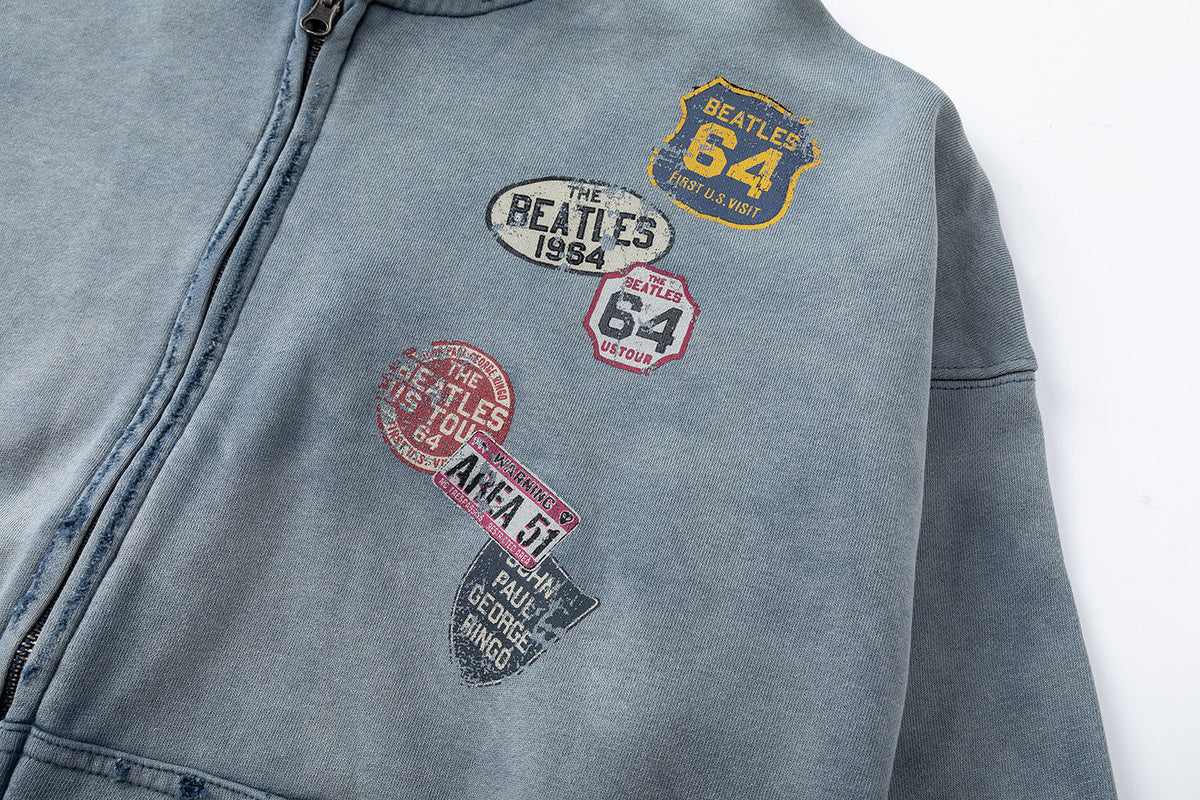 TRYTHM CLUB | Badge Cluster Zip Up Hoodie - product detail