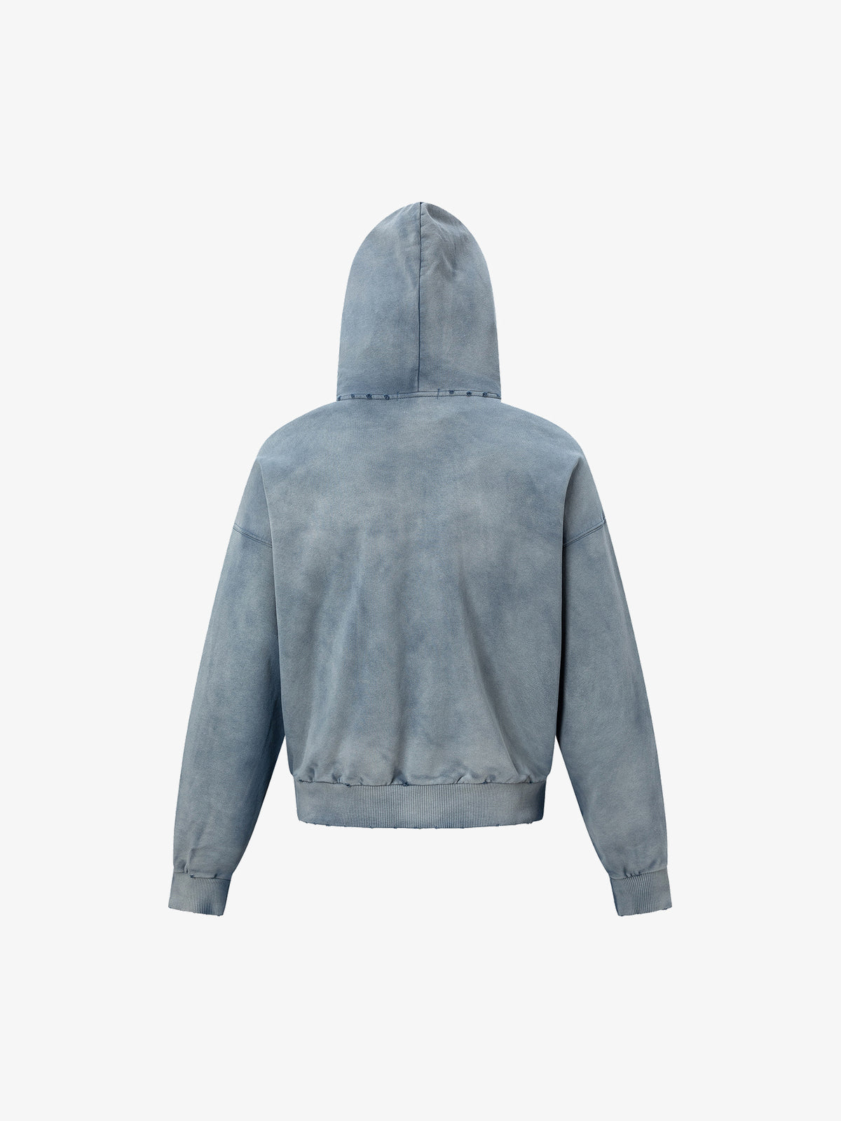 TRYTHM CLUB | Badge Cluster Zip Up Hoodie in Blue - back view