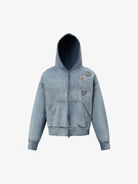 TRYTHM CLUB | Badge Cluster Zip Up Hoodie
