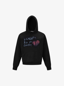 TRYTHM CLUB | Heart Script Hoodie in Black - front view