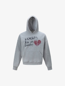 TRYTHM CLUB | Heart Script Hoodie in Gray - front view