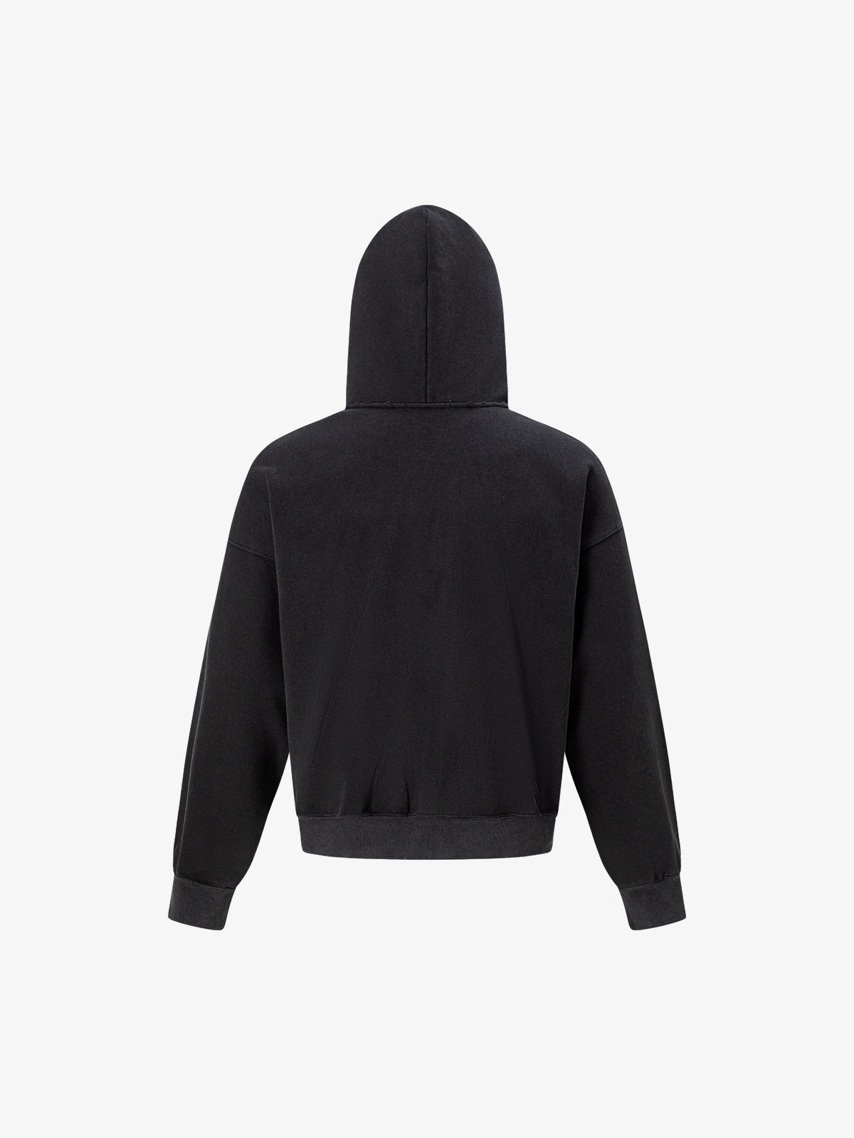 TRYTHM CLUB | 06 Cross Zip Up Hoodie in Black - back view