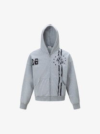 TRYTHM CLUB | 06 Cross Zip Up Hoodie in Gray - front view